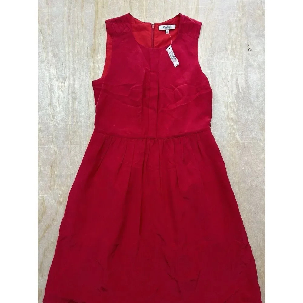 Madewell Women’s Red Silk Dress Holiday Mini Sz 0‎ Zero NEW! $150